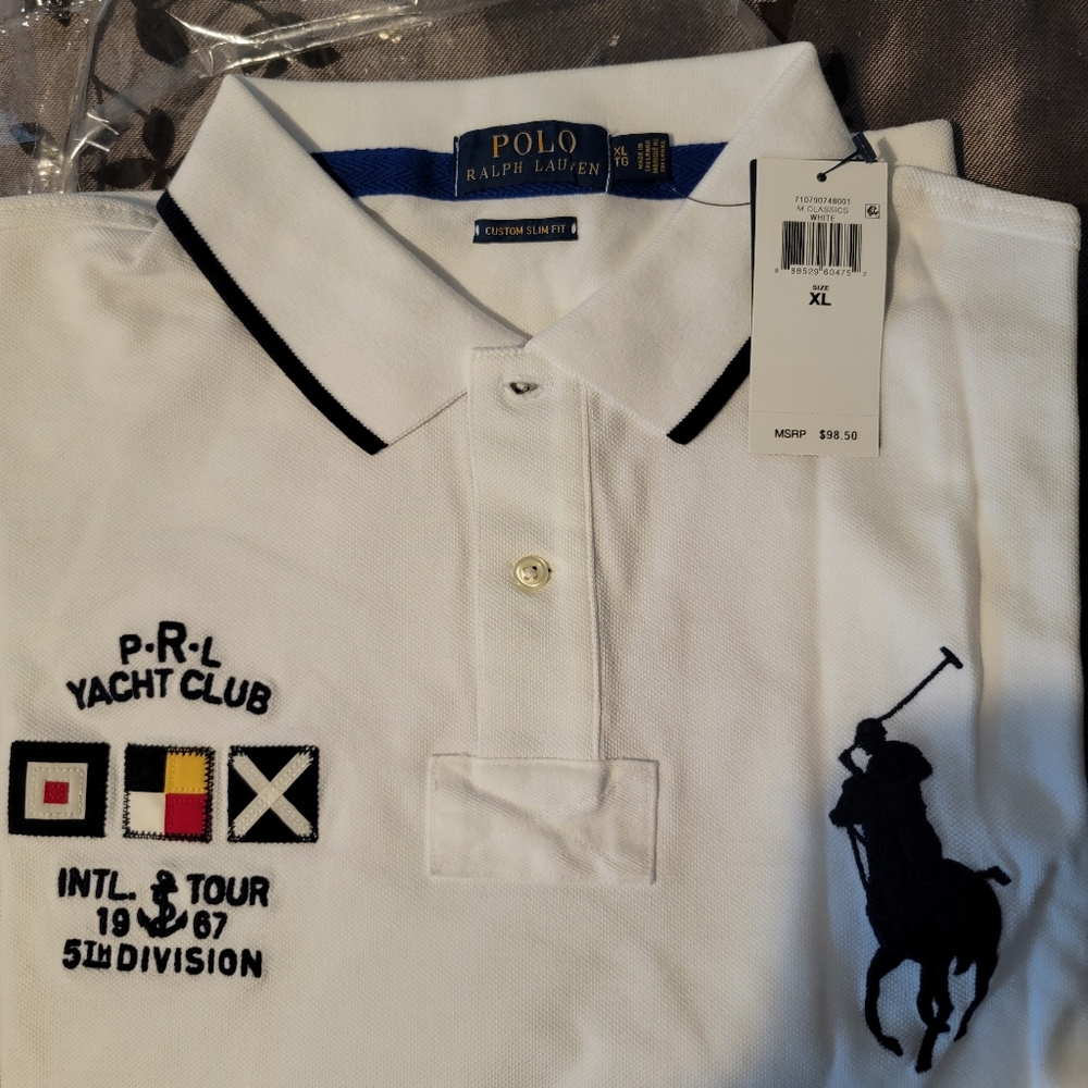 Polo by Ralph Lauren White Polo Shirt with Black Accents